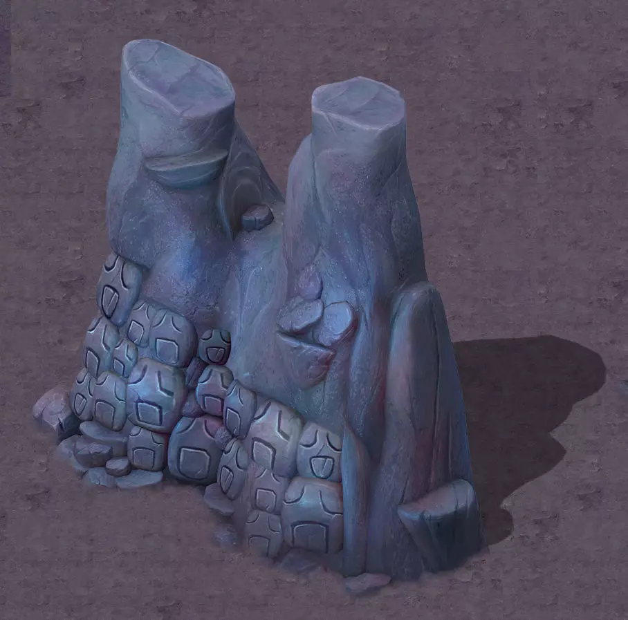 Cartoon hell - the head of the mountain 3D model_0