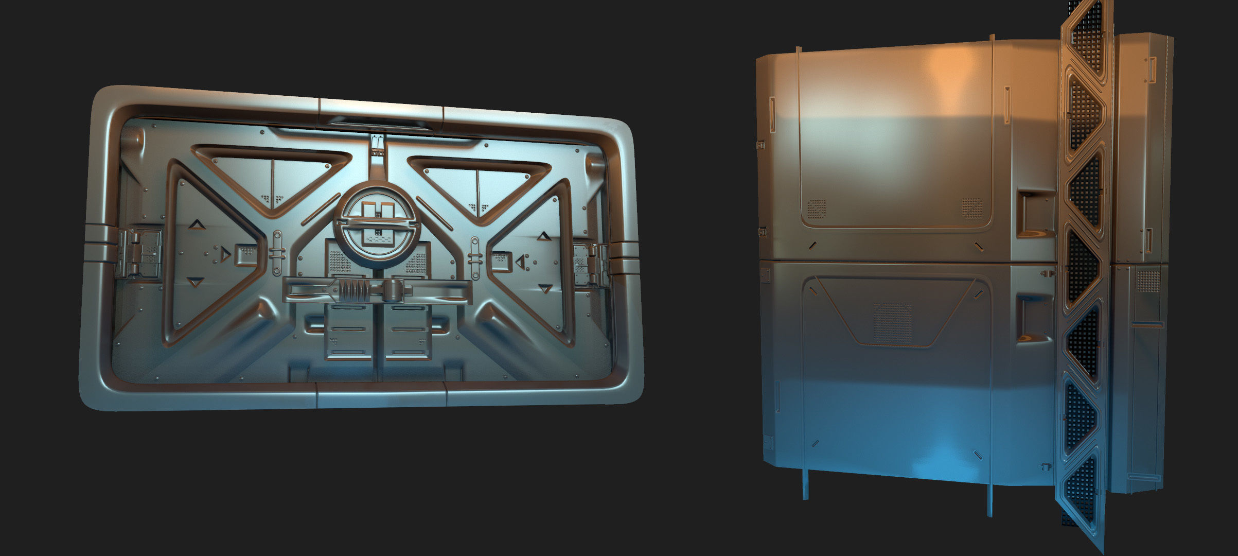 Spaceship Interior Environment Set Low-poly 3D model_7