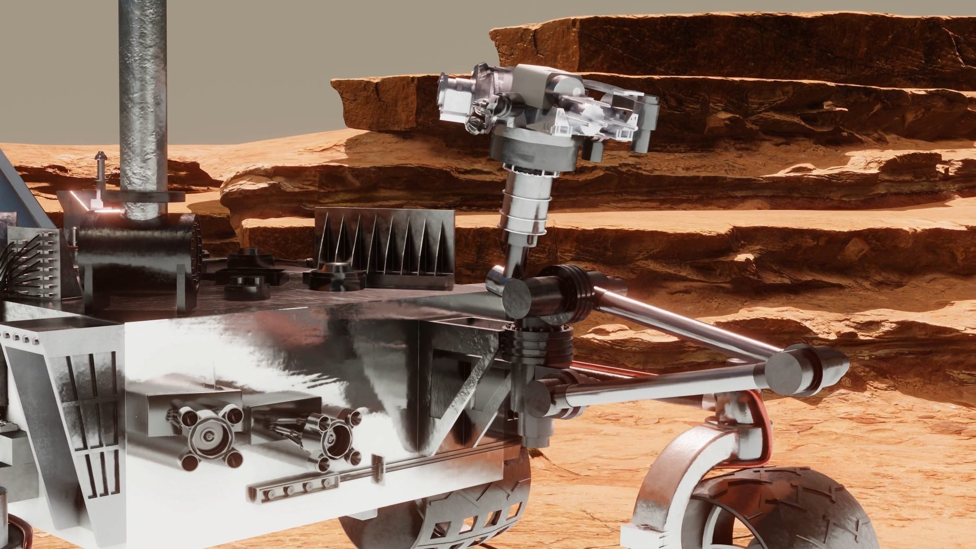 Mars Rover 3D model PBR materials Low-poly 3D model_9