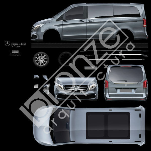 Mercedes-Benz V-Class 2019 Low-poly 3D model_22