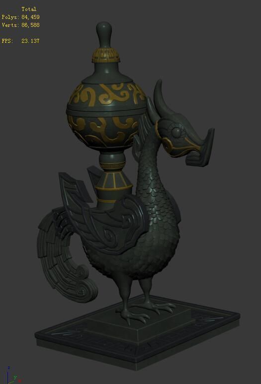 Bronze decoration - dragon statue 3D model_4