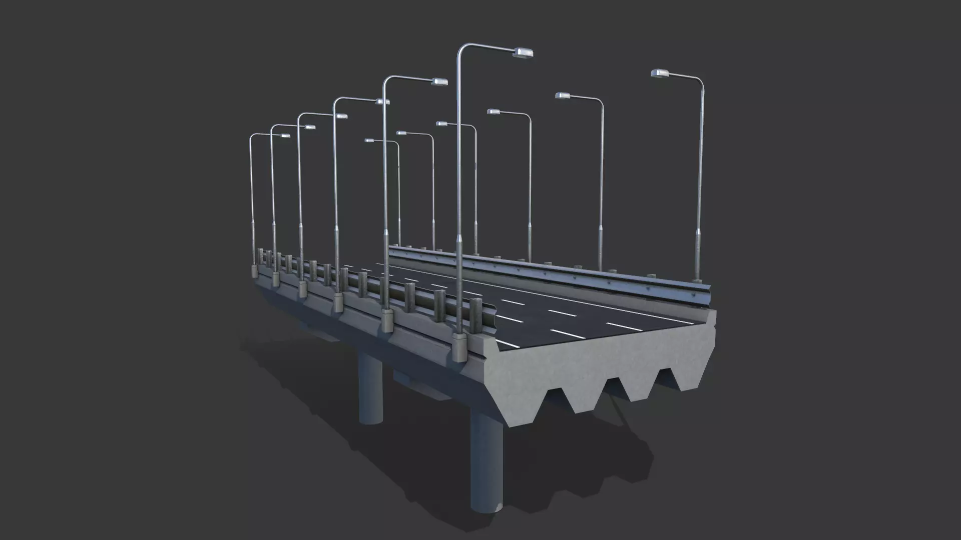 Modular Highway Low-poly 3D model_0