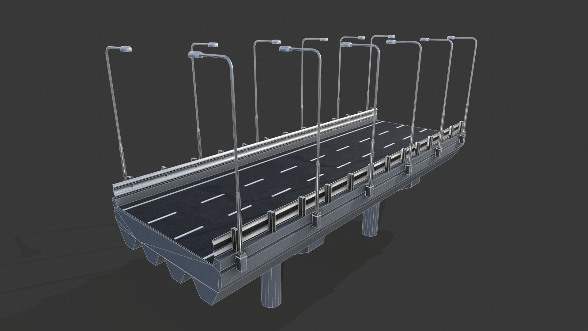 Modular Highway Low-poly 3D model_17