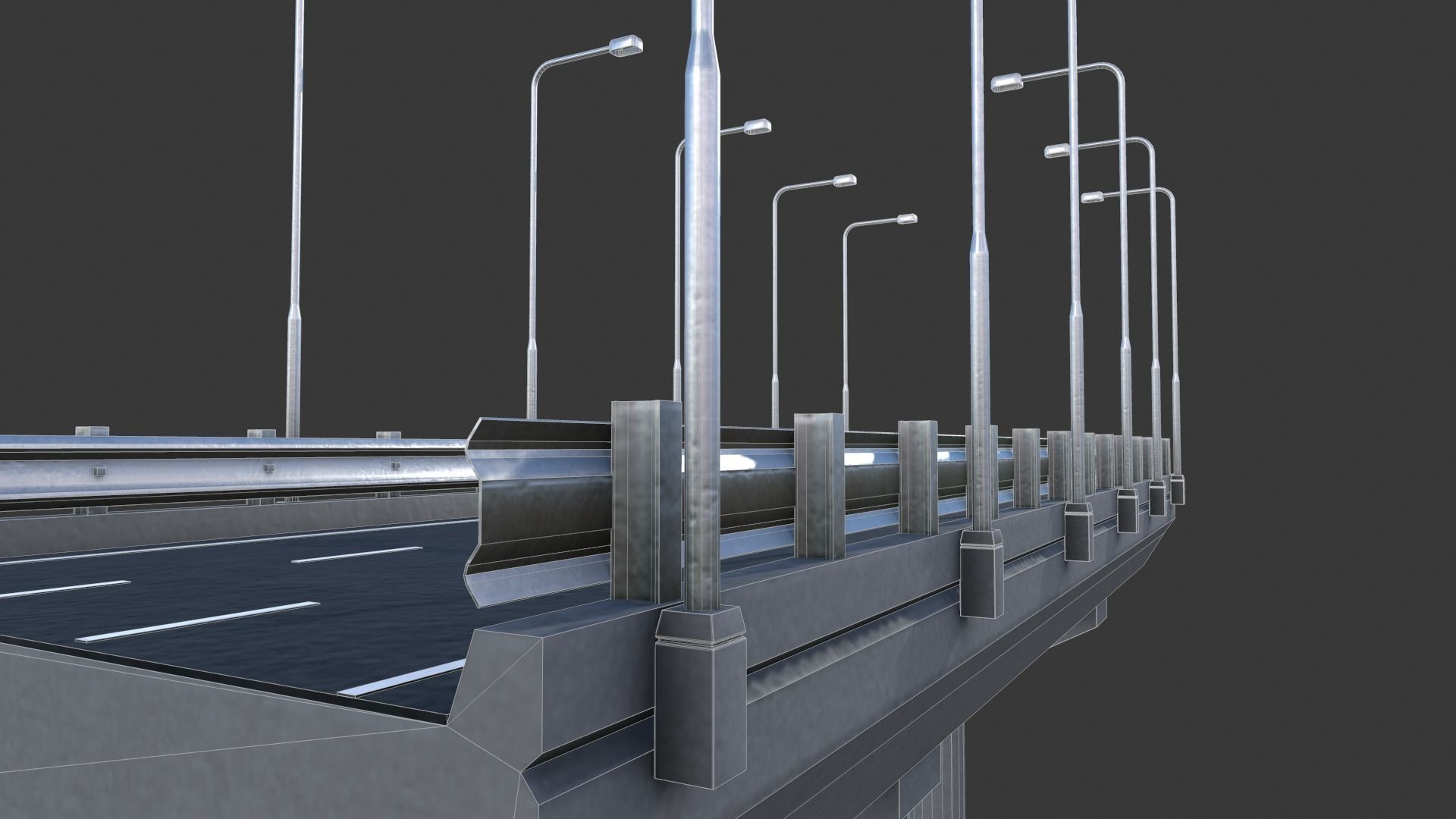 Modular Highway Low-poly 3D model_11