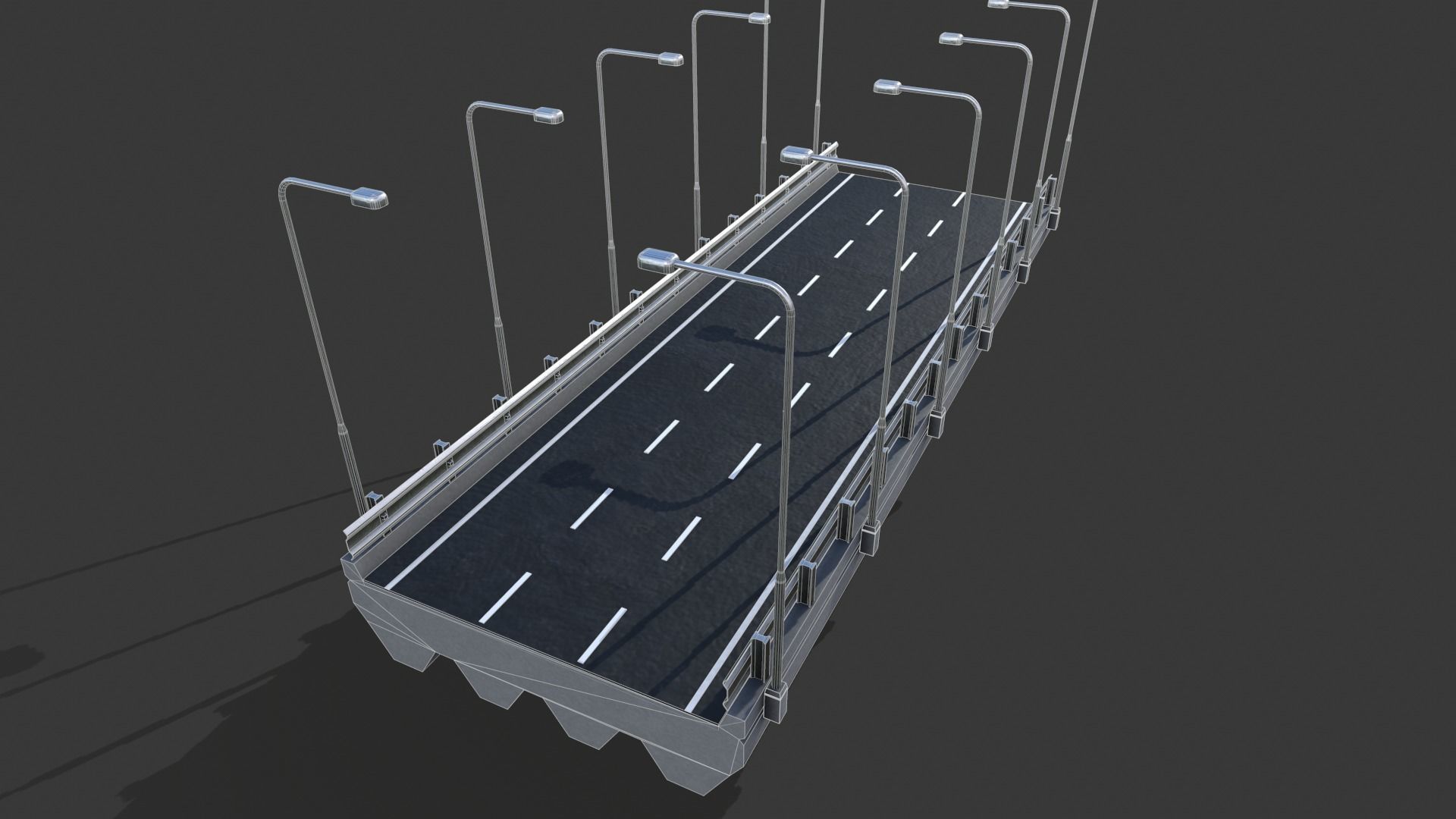 Modular Highway Low-poly 3D model_7