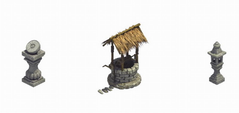 Sun bell - stone lamp - well 3D model_1