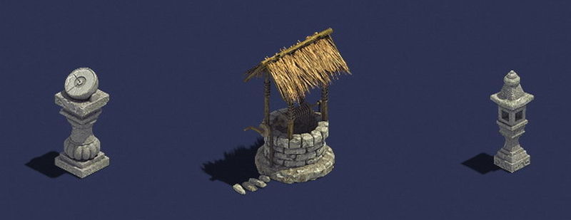 Sun bell - stone lamp - well 3D model_2