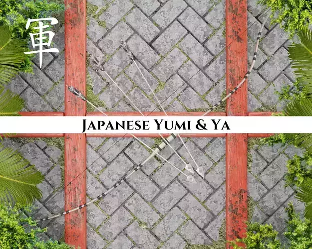 Ancient Japanese Yumi and Ya Low-poly 3D model