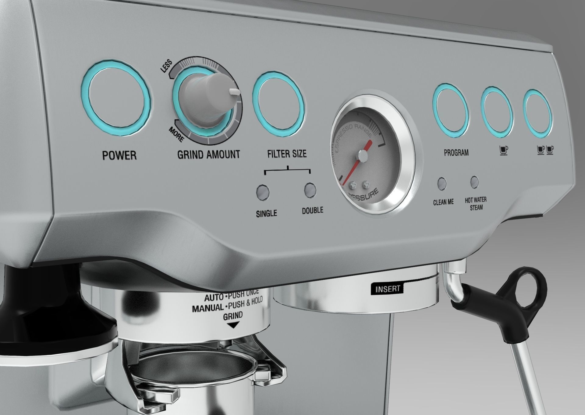Coffee Machine Breville Barista Express BES870CBXL Low-poly 3D model_2