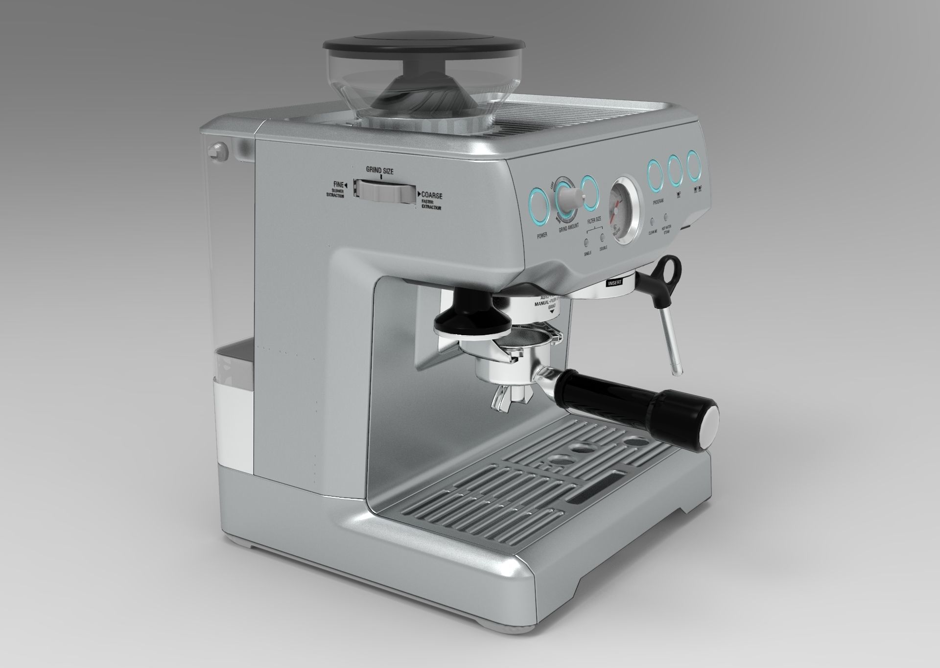 Coffee Machine Breville Barista Express BES870CBXL Low-poly 3D model_6
