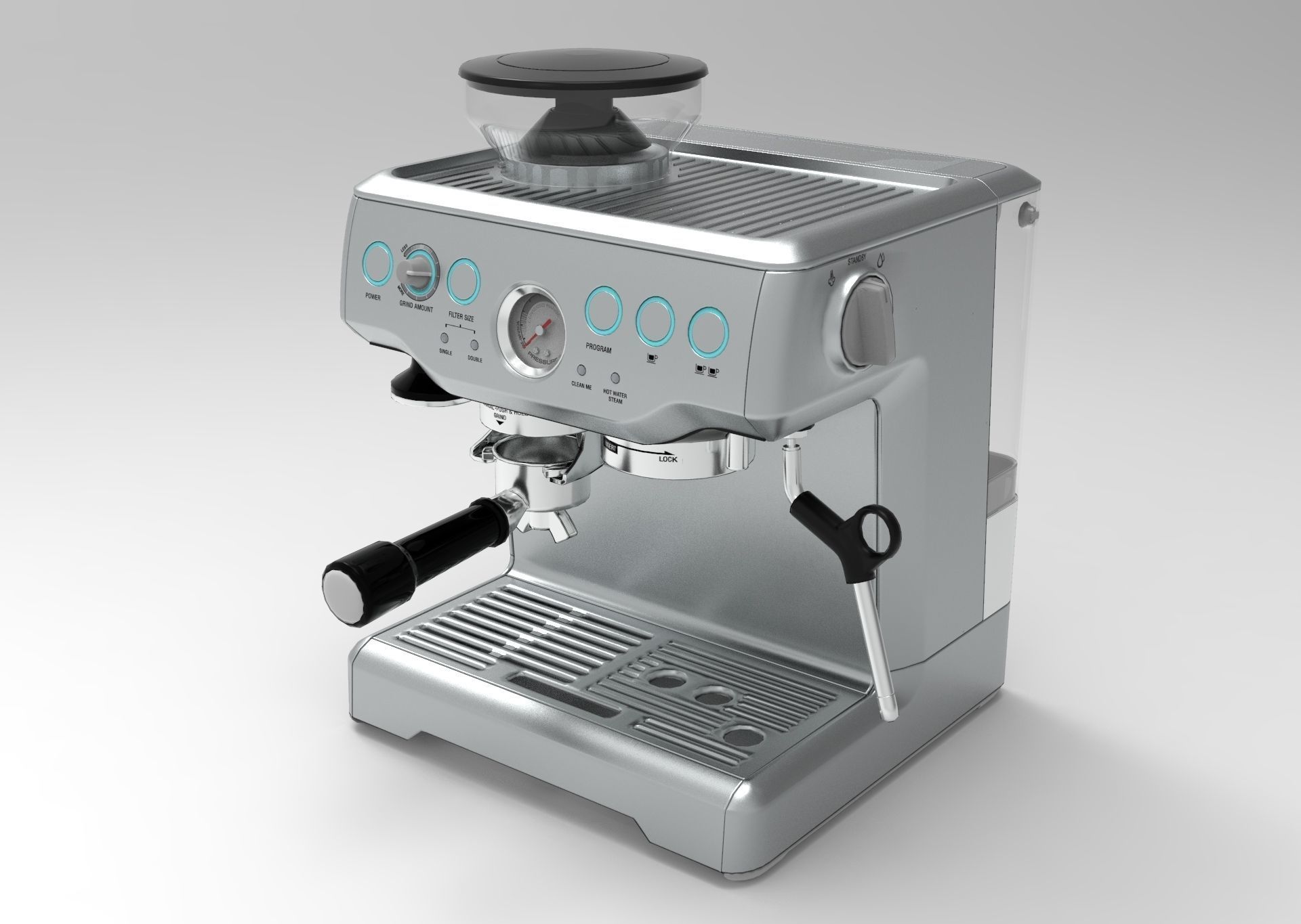 Coffee Machine Breville Barista Express BES870CBXL Low-poly 3D model_3