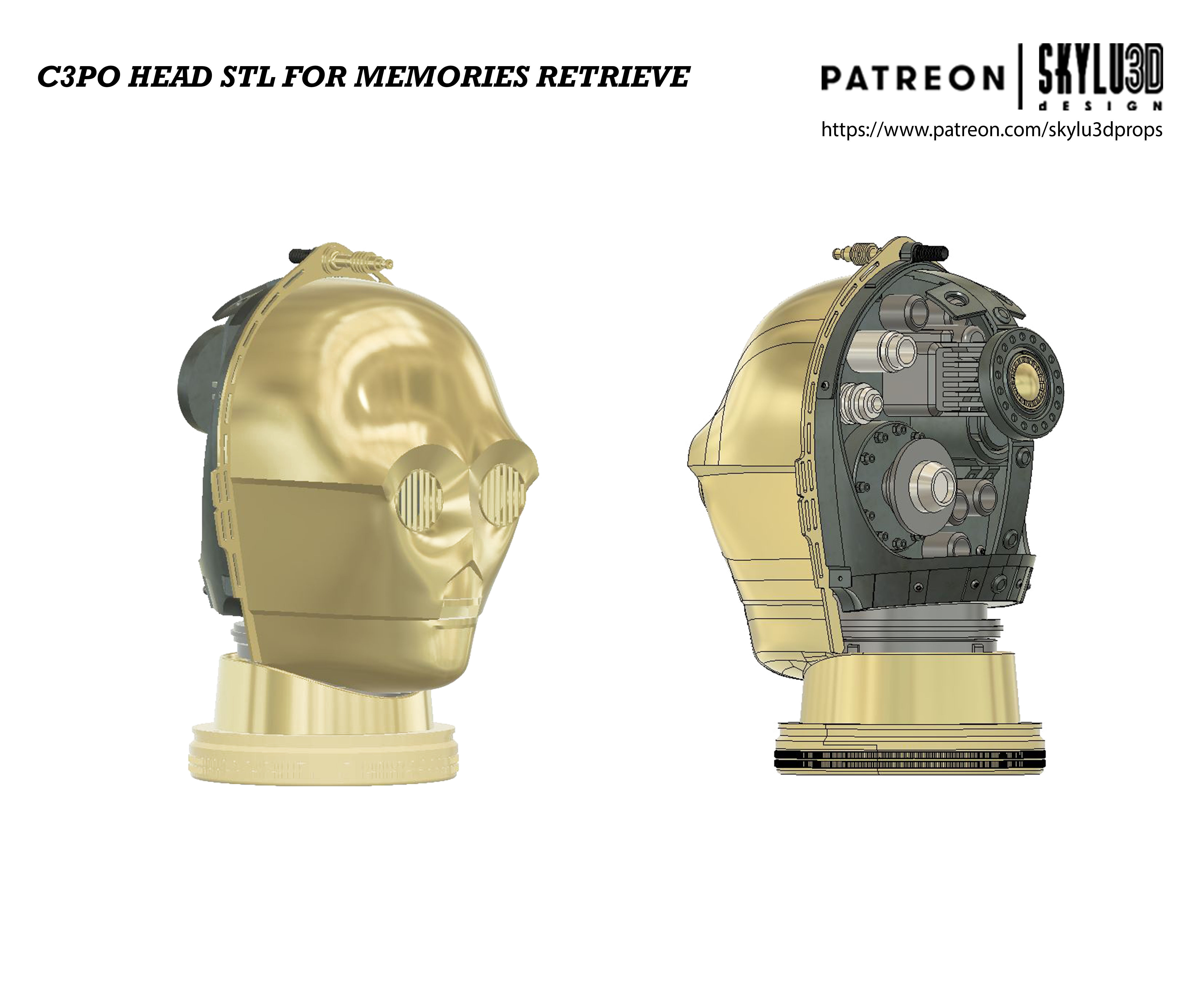 C3PO Memories Retrieve Head Life size STL