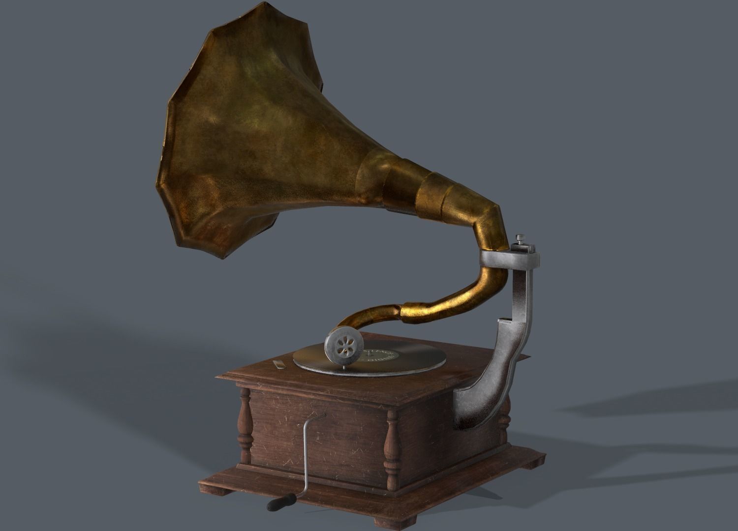 Old Gramaphone Low-poly 3D model_3