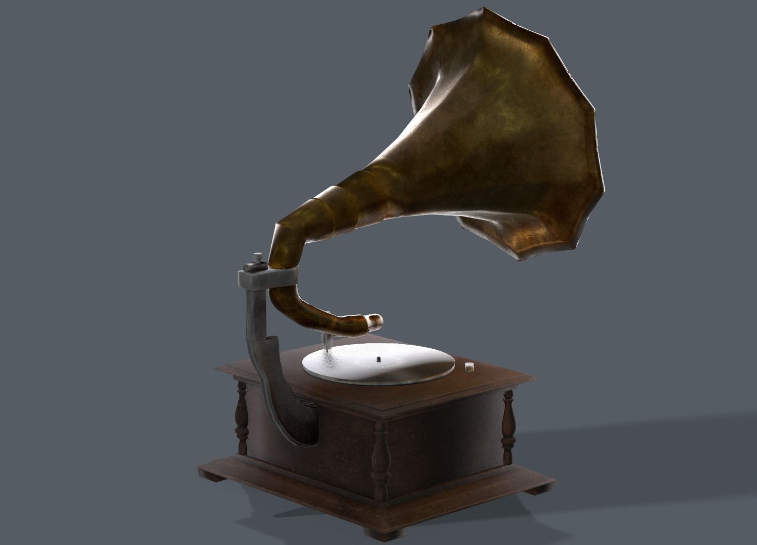 Old Gramaphone Low-poly 3D model_4