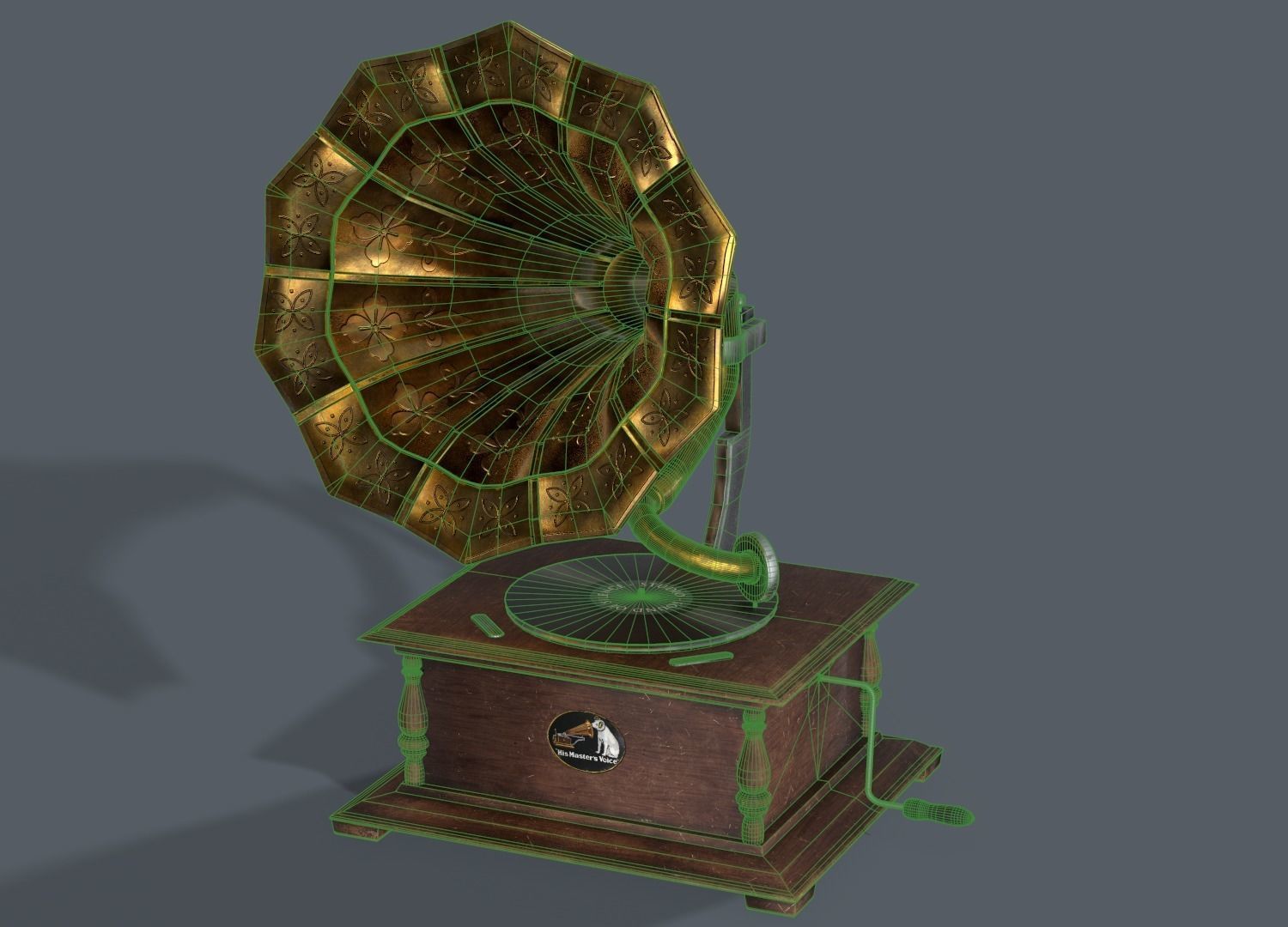 Old Gramaphone Low-poly 3D model_6