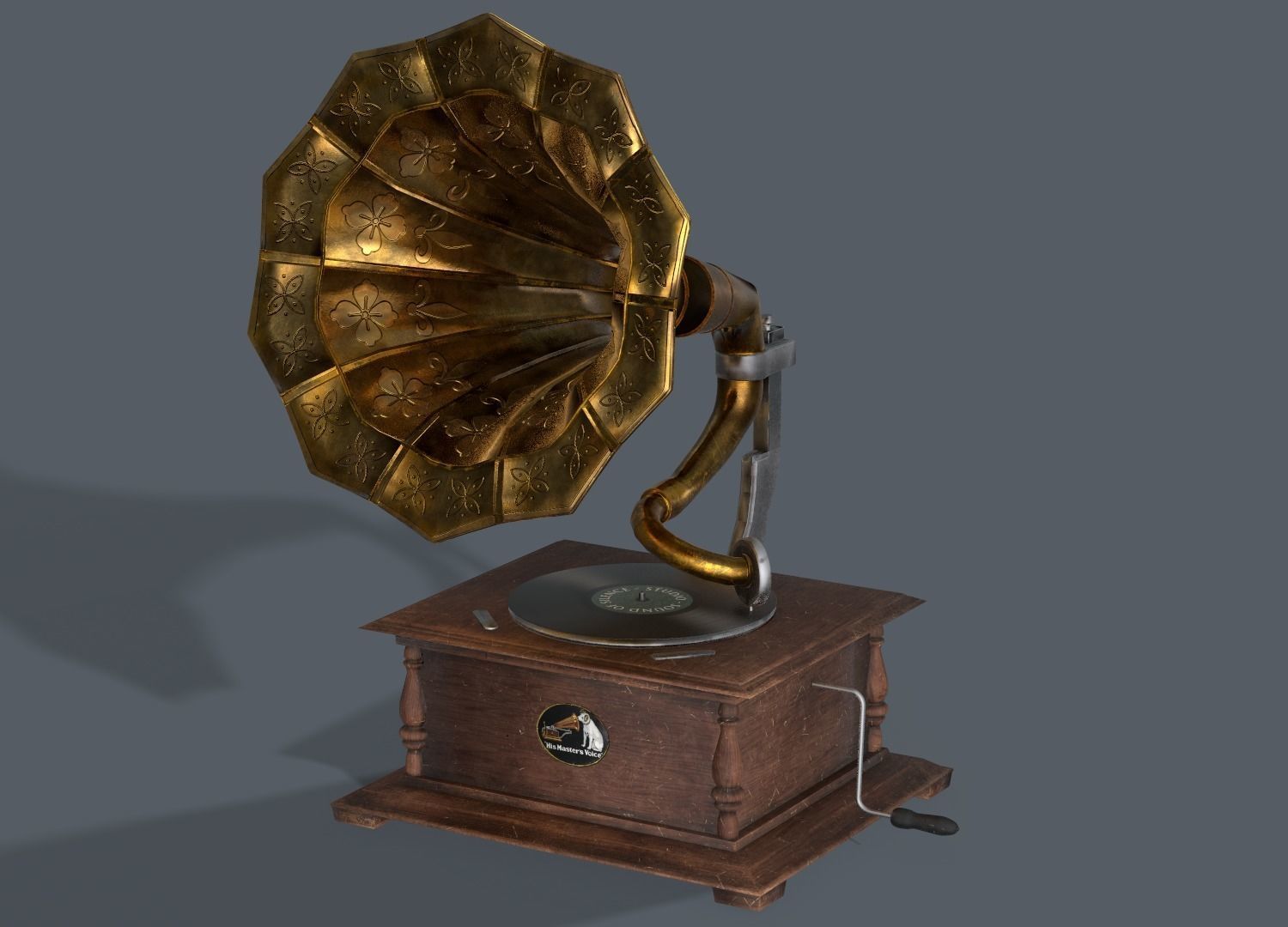 Old Gramaphone Low-poly 3D model_1