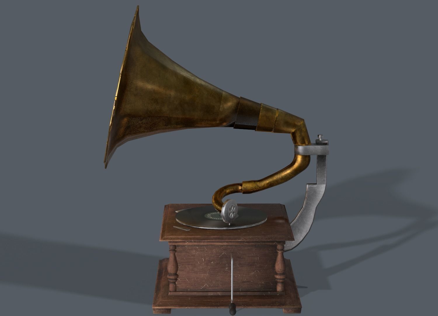 Old Gramaphone Low-poly 3D model_2