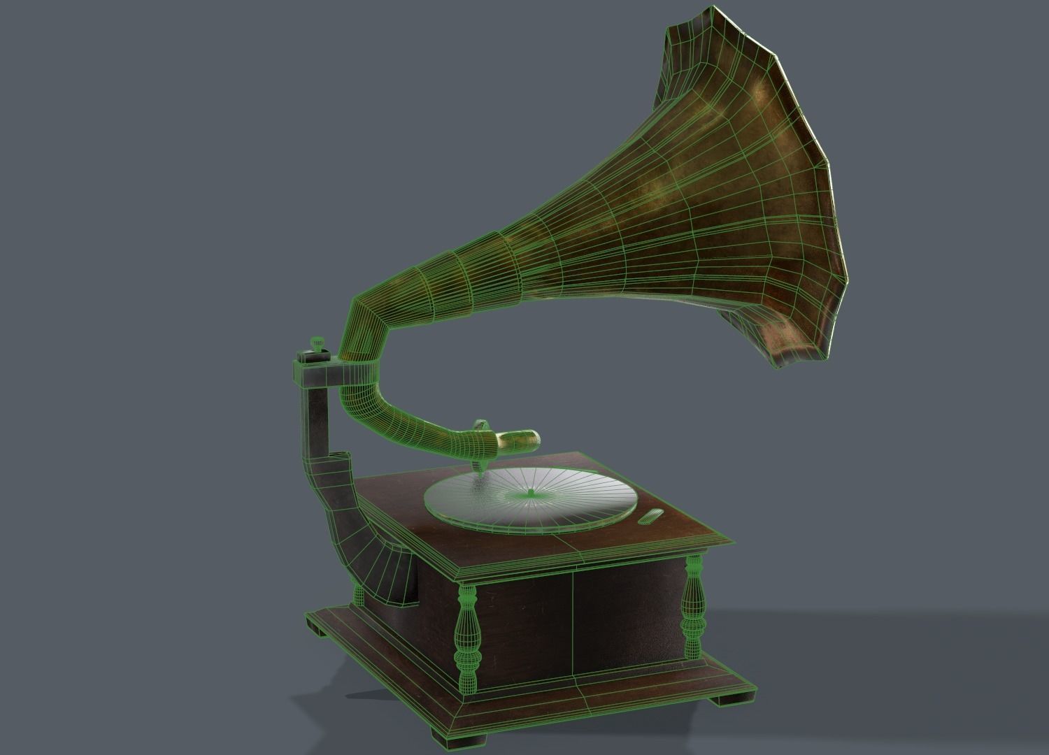 Old Gramaphone Low-poly 3D model_7