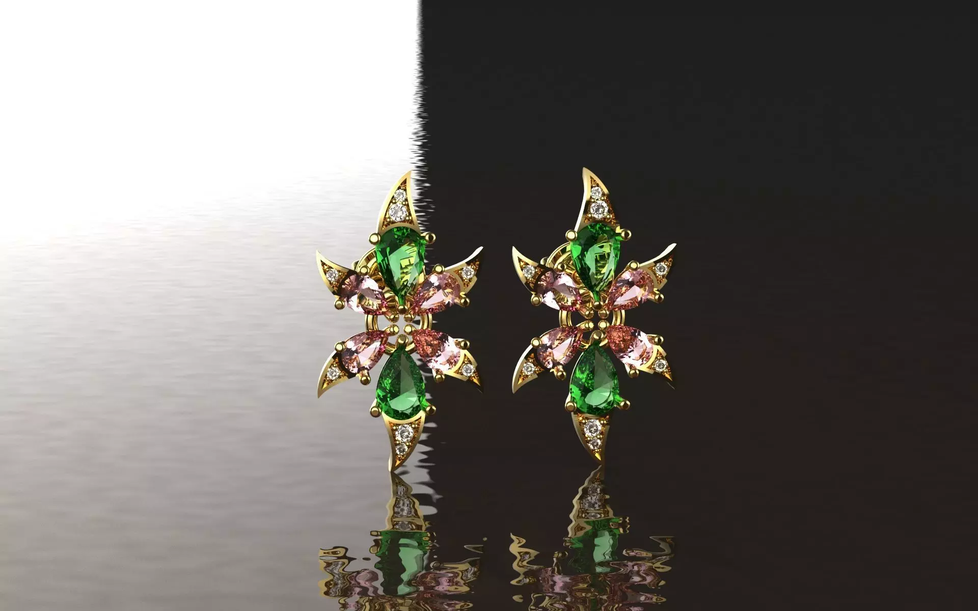 Earrings Exotic Flowers - Jewelry 3D - BR-20 3D print model