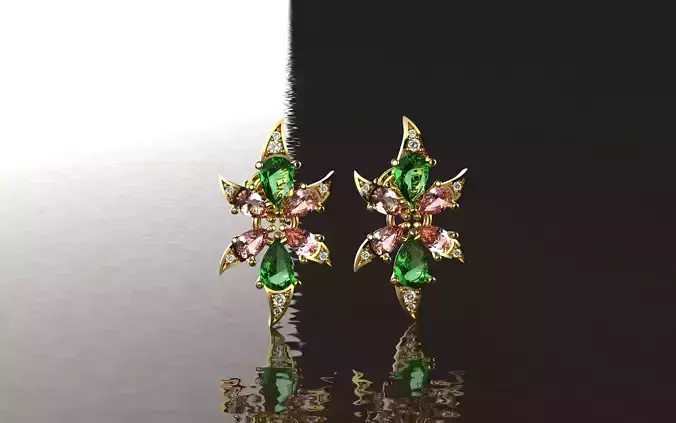 Earrings Exotic Flowers - Jewelry 3D - BR-20 3D print model
