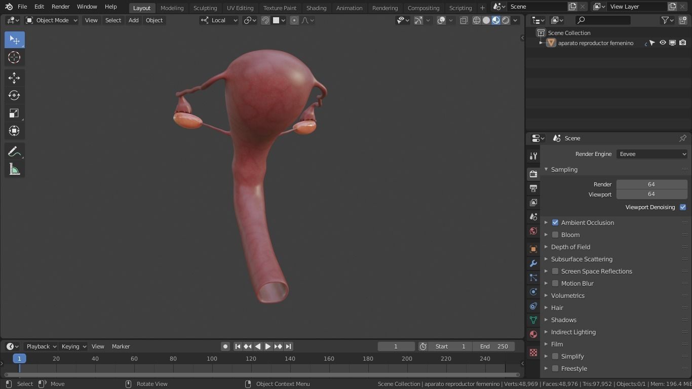 female reproductive system Low-poly 3D model_20