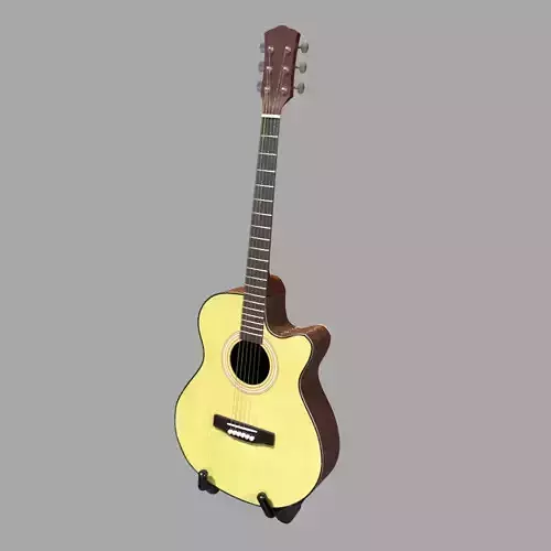 Acoustic Guitar With Guitar Stand 3D model