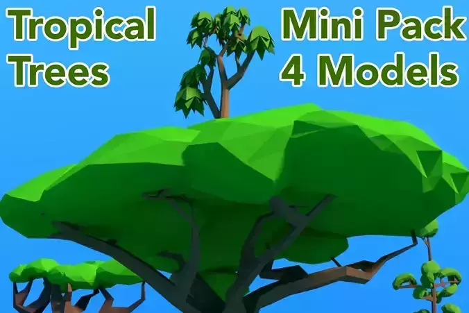 Tropical Trees mini set low poly