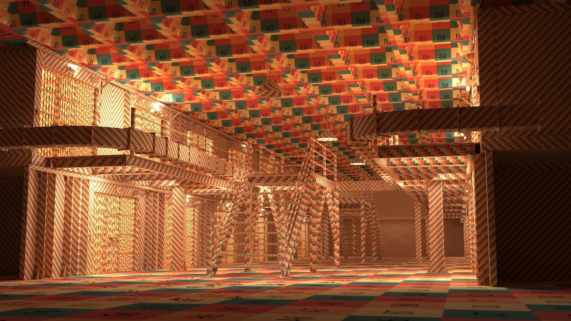 Prision prison cell with stairs leading up to it 3D model_5