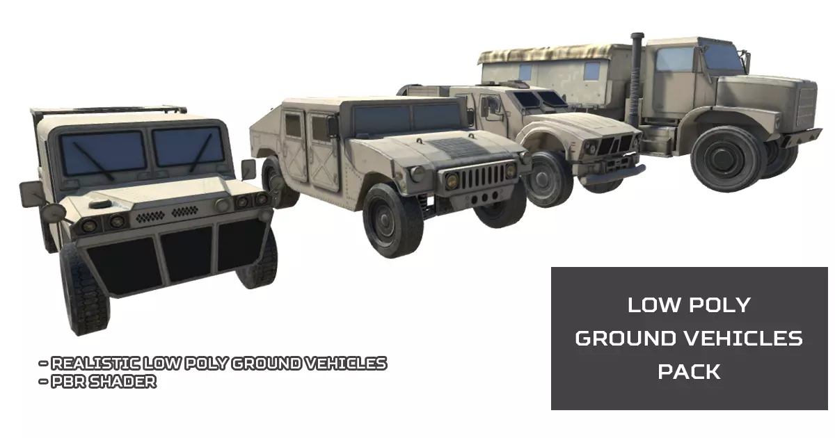 Low Poly Ground Vehicles Pack Low-poly 3D model