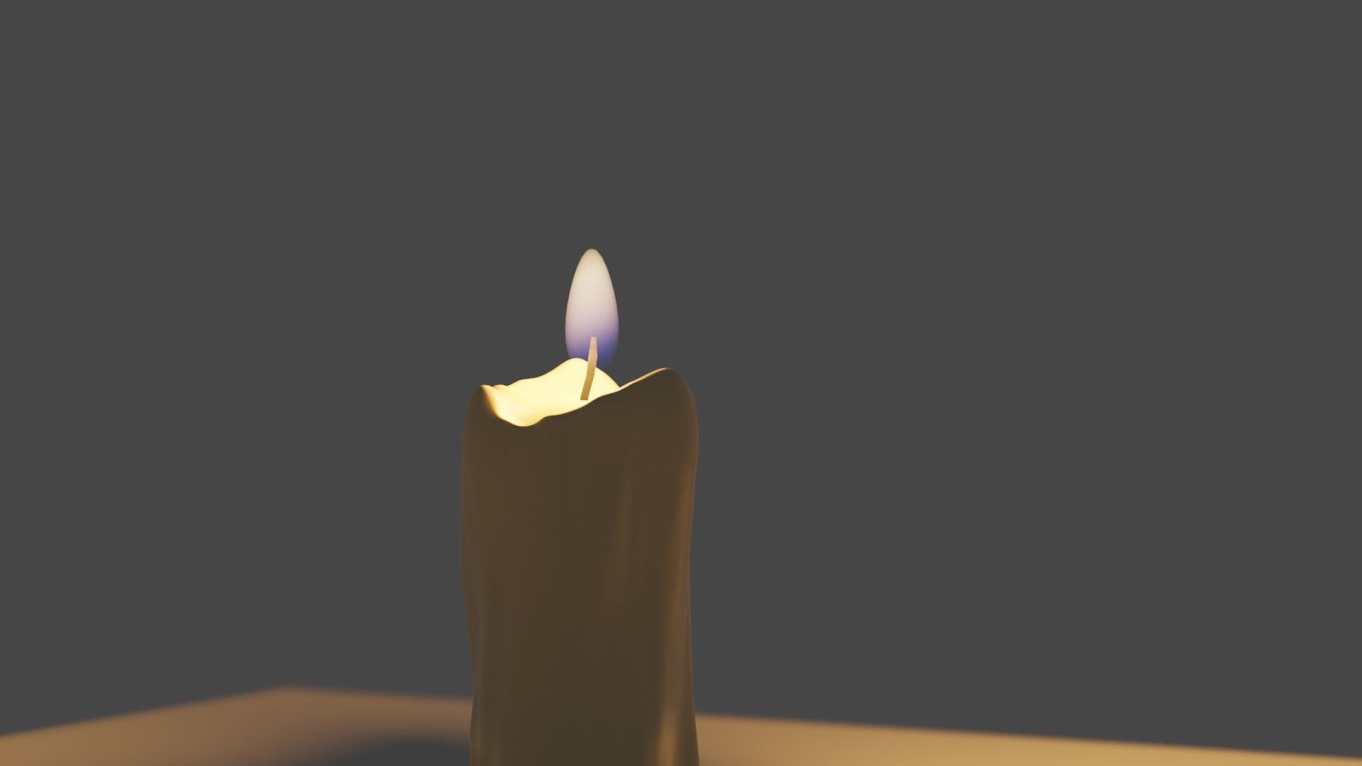 Candle with flame 3D model_3
