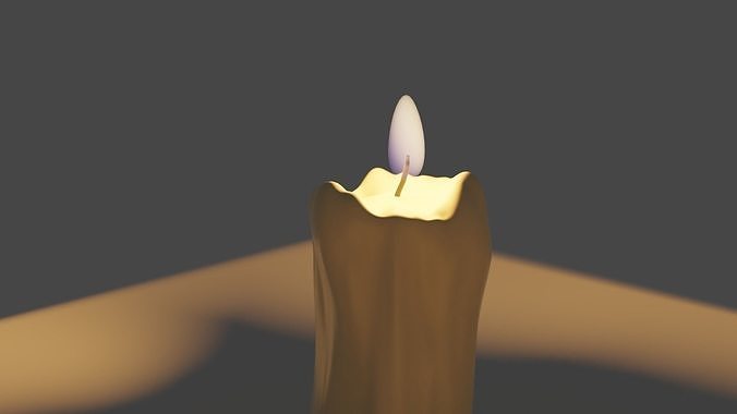 Candle with flame 3D model