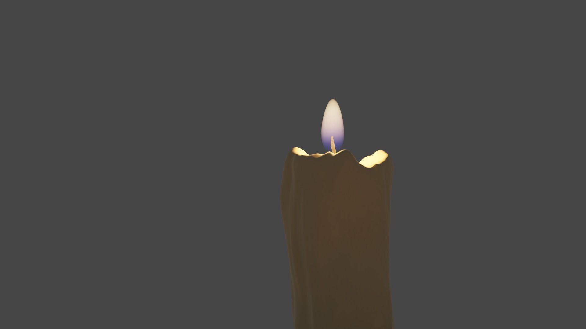 Candle with flame 3D model_2