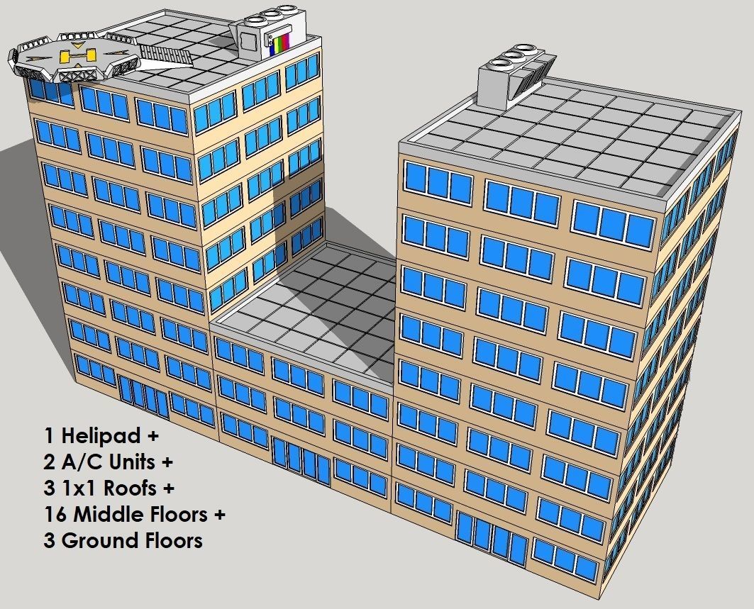 6mm or 8mm Modular Modern Building Blocks 3D print model_2
