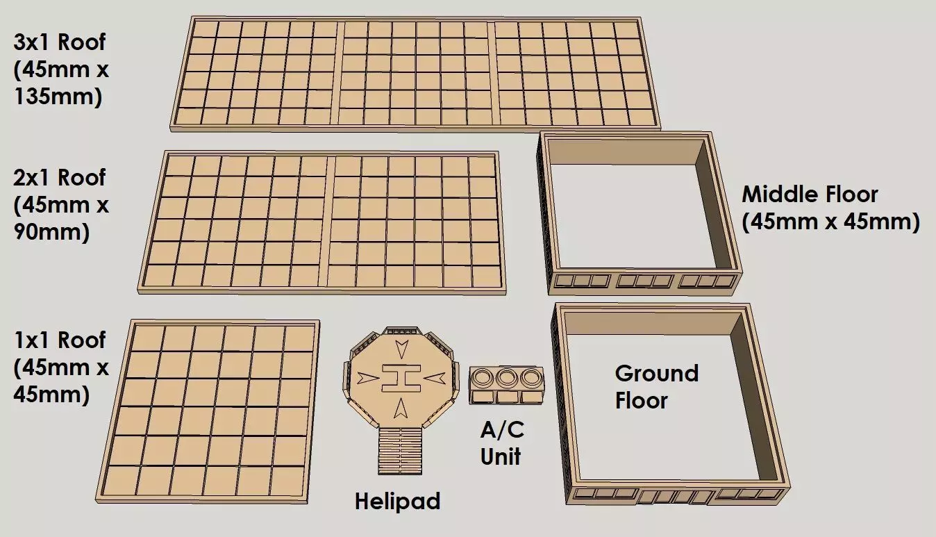 6mm or 8mm Modular Modern Building Blocks 3D print model_0