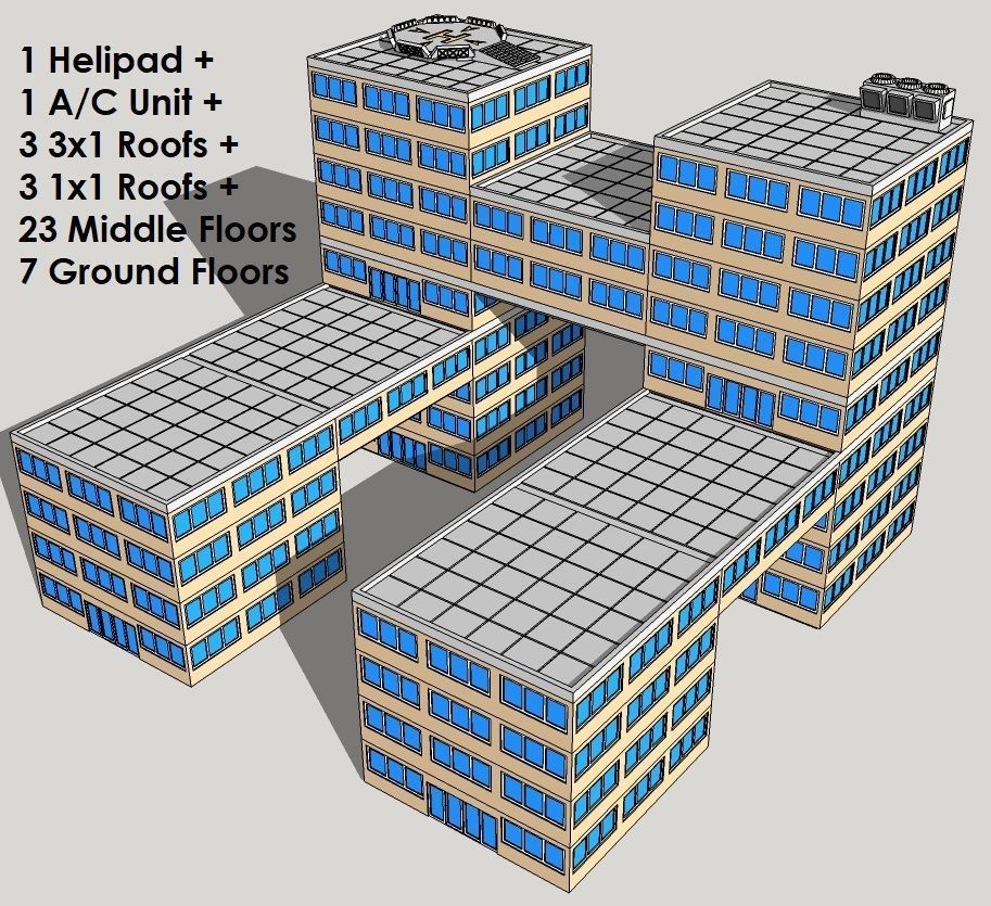 6mm or 8mm Modular Modern Building Blocks 3D print model_3