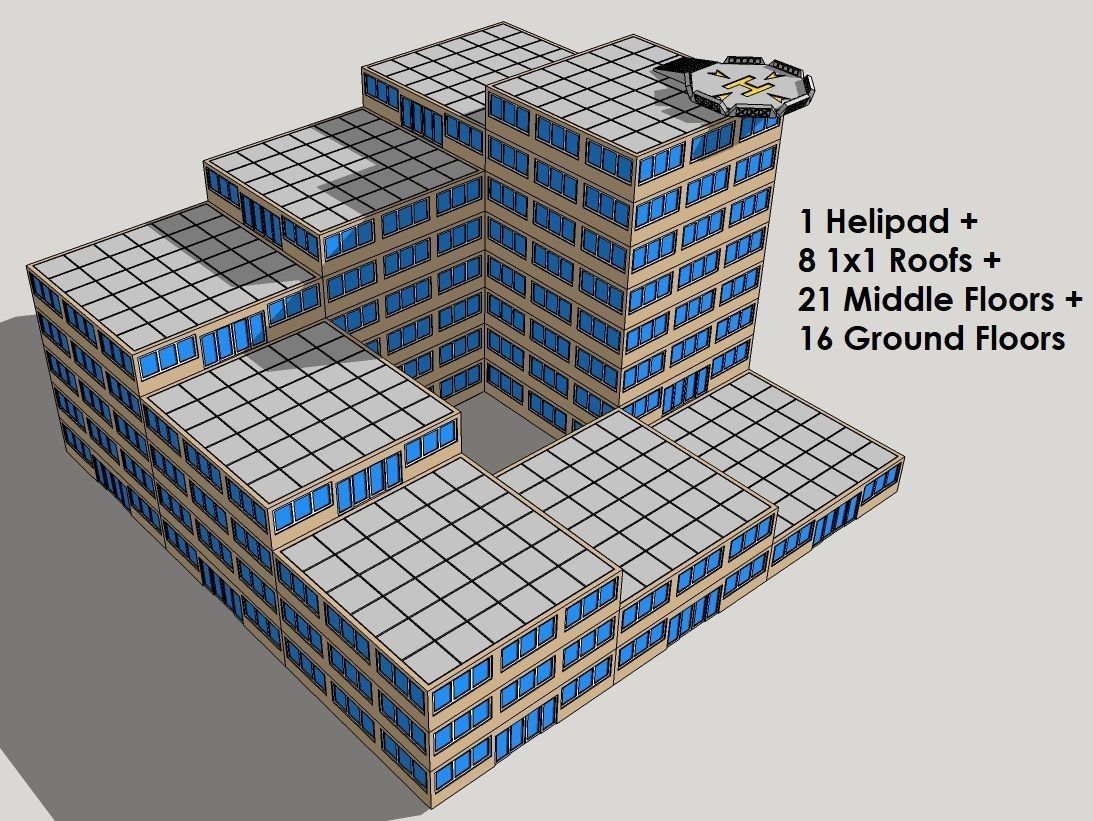6mm or 8mm Modular Modern Building Blocks 3D print model_5