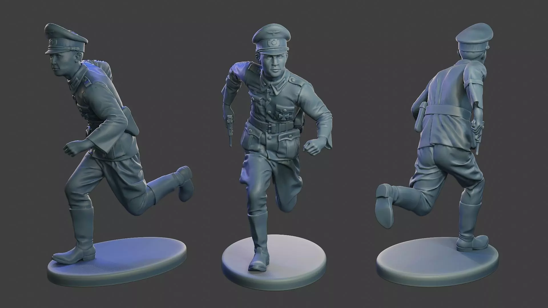 German Officer ww2 run G5 3D print model