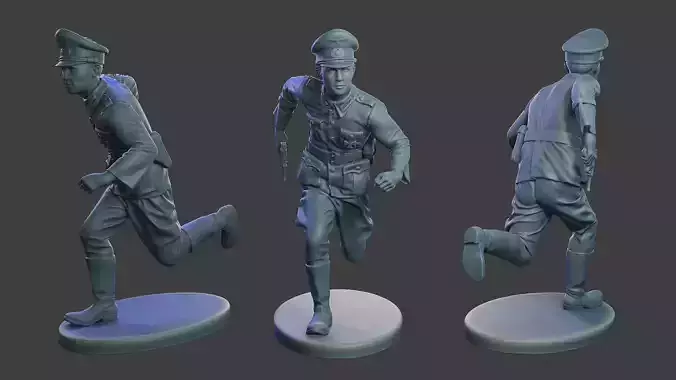 German Officer ww2 run G5 3D print model