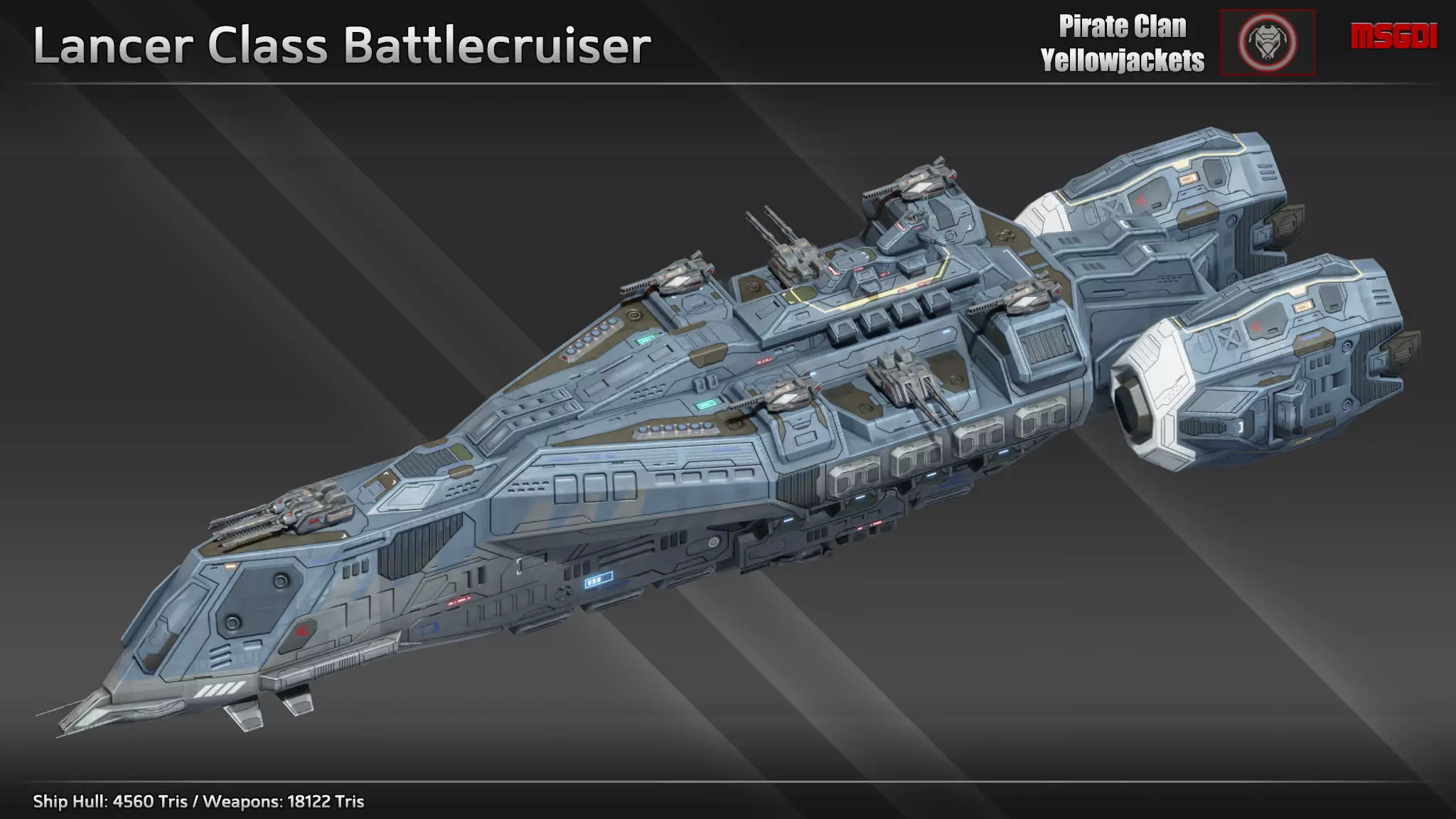 Spaceship Lancer Battlecruiser Low-poly 3D model_0