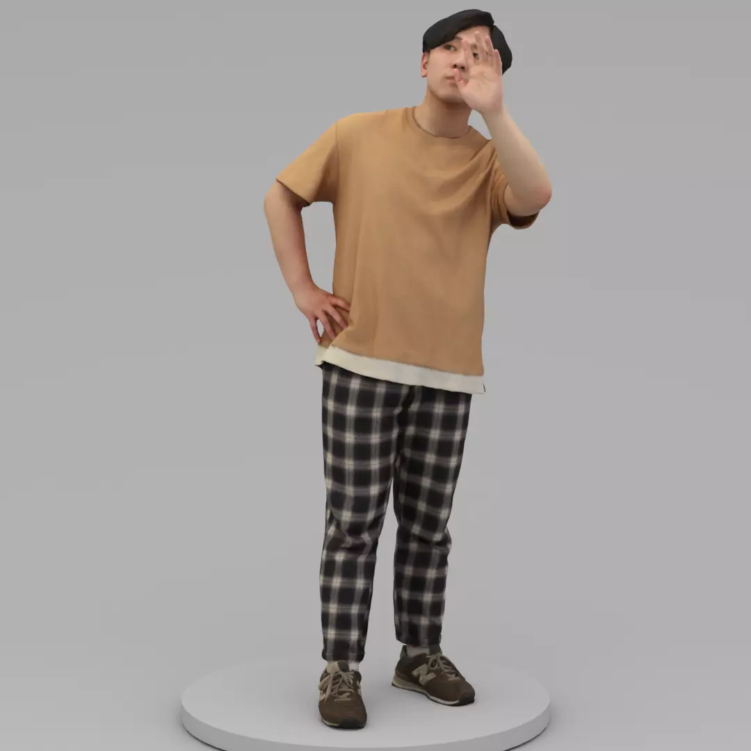 A Relaxed Man Saying Hi 3D model_0