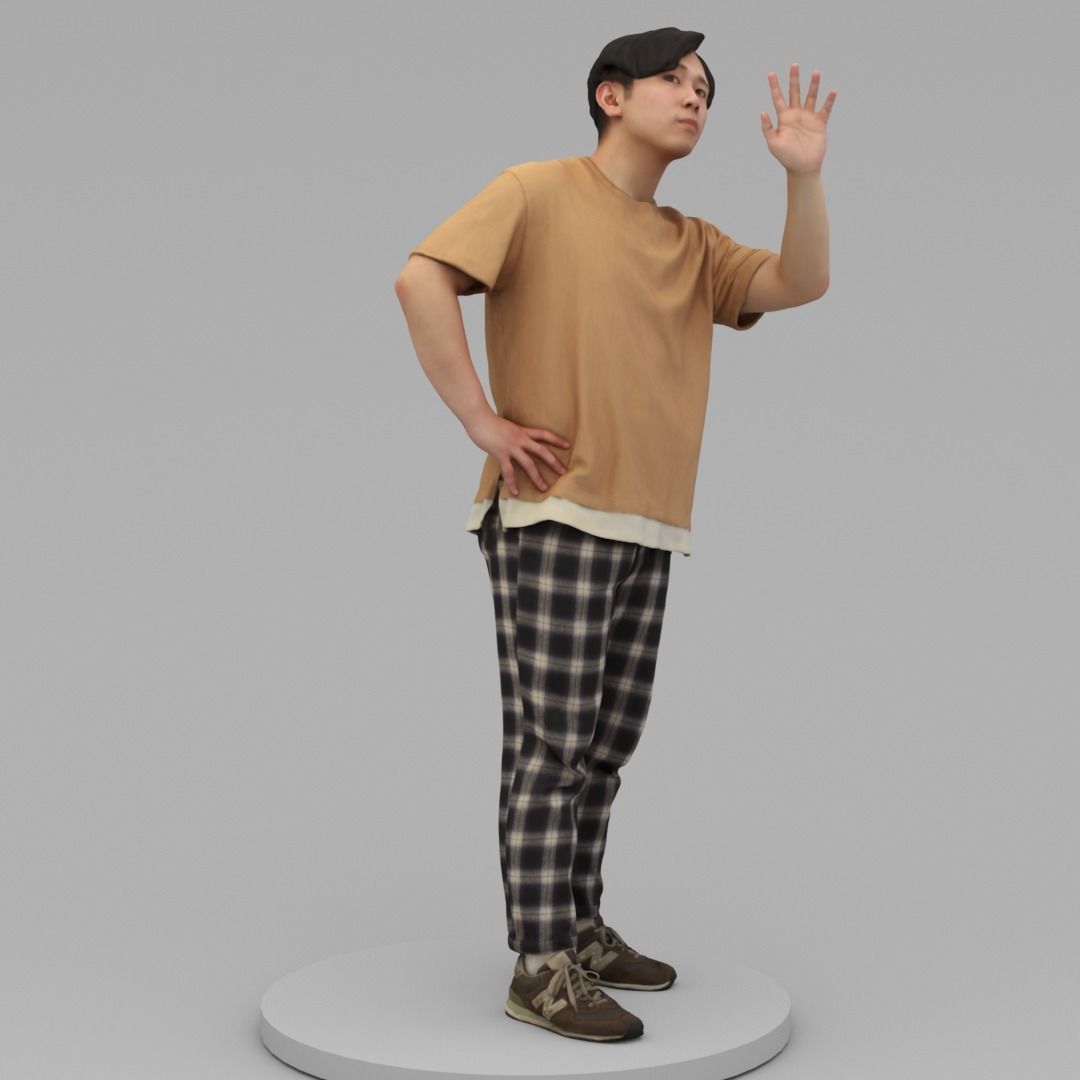 A Relaxed Man Saying Hi 3D model_3
