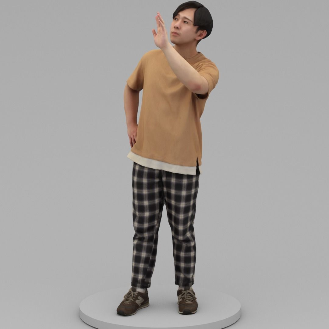 A Relaxed Man Saying Hi 3D model_2