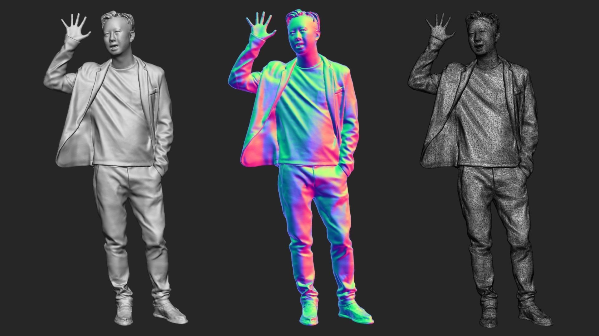 A Middle-aged Man Saying Hi 3D model_6