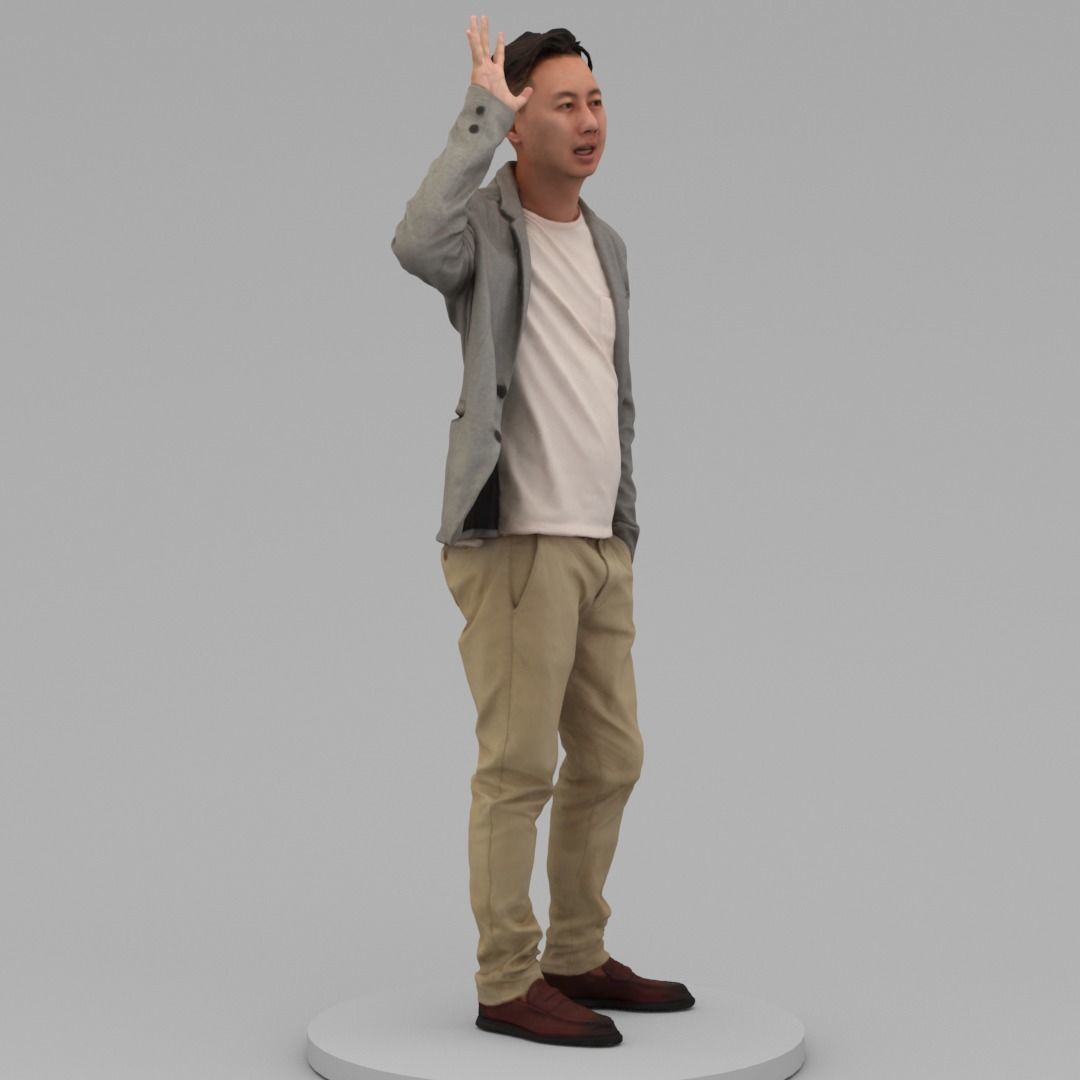 A Middle-aged Man Saying Hi 3D model_2
