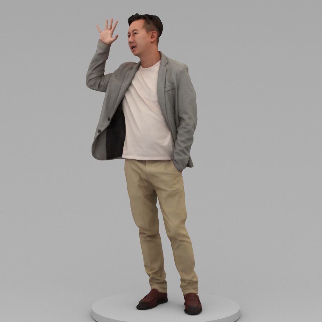 A Middle-aged Man Saying Hi 3D model_1