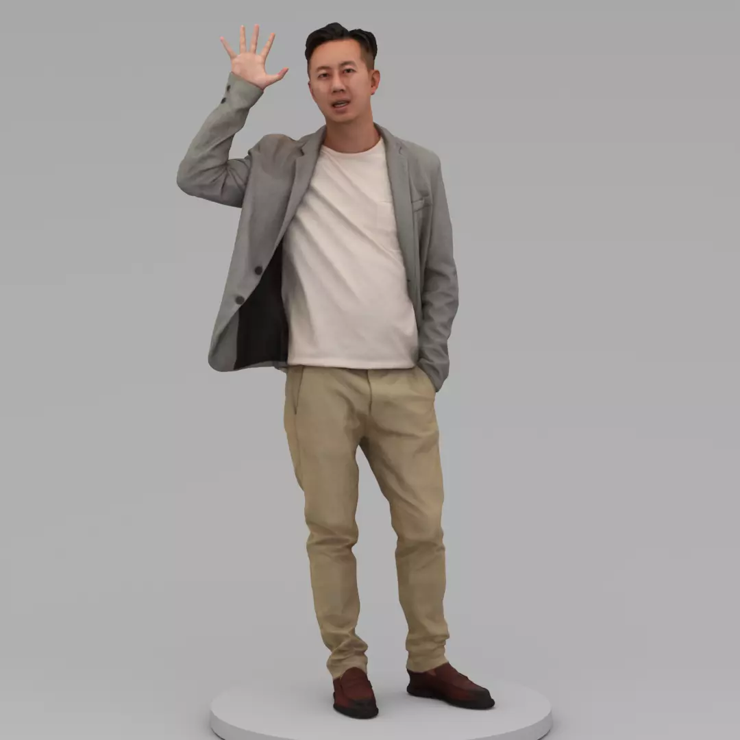 A Middle-aged Man Saying Hi 3D model_0