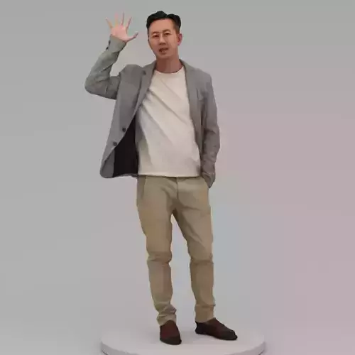 A Middle-aged Man Saying Hi 3D model A Middle-aged Man Saying Hi 3D model