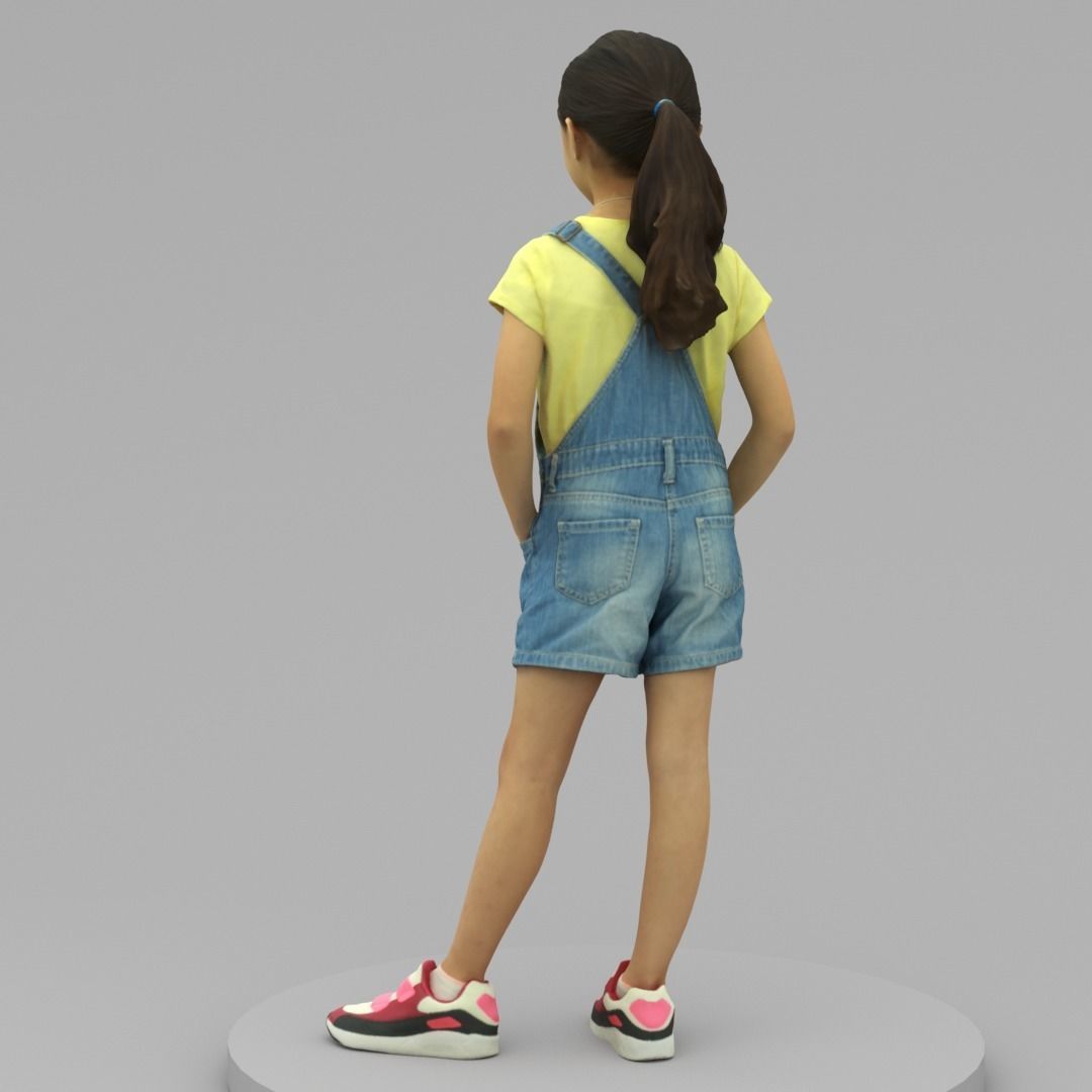 A Lovely girl posing with hands in pocket 3D model_3