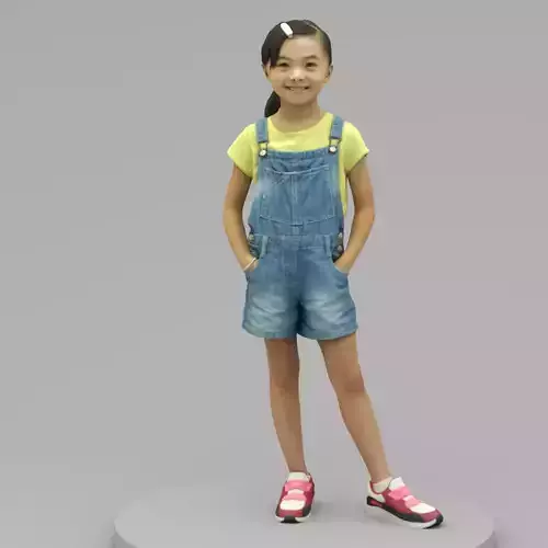 A Lovely girl posing with hands in pocket 3D model