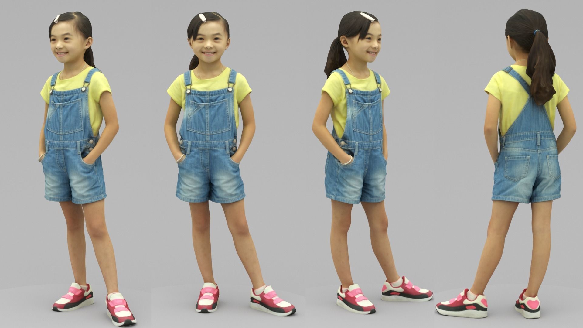 A Lovely girl posing with hands in pocket 3D model_4